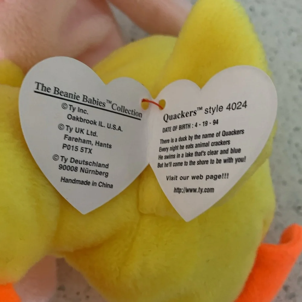 Vintage Ty Beanie Baby Hoppity Quackers and Floppity Set of 3 New